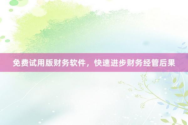 免费试用版财务软件，快速进步财务经管后果
