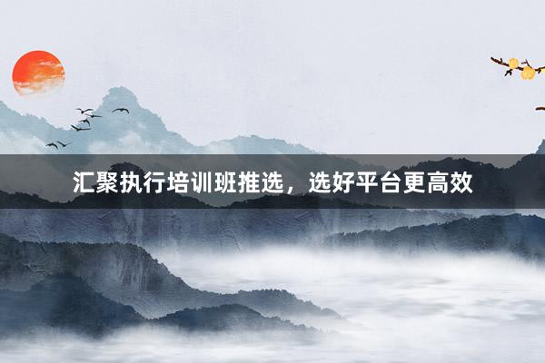 汇聚执行培训班推选，选好平台更高效