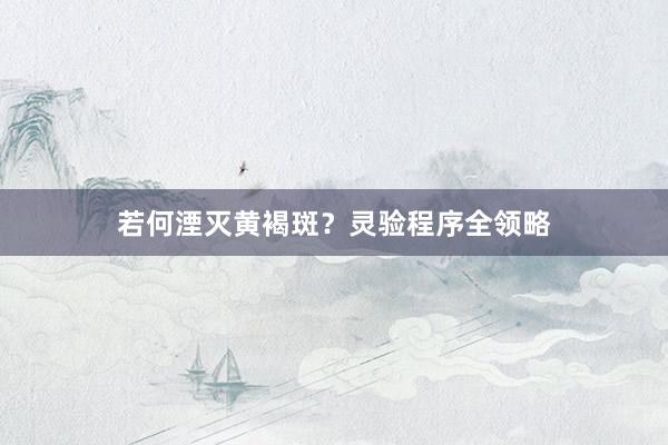 若何湮灭黄褐斑？灵验程序全领略
